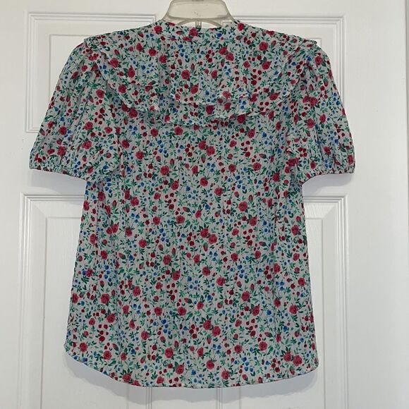 ZARA FLORAL CRINKLE CHIFFON FABRIC RUFFLES ROMANTIC TOP BLOUSE - Picture 6 of 6